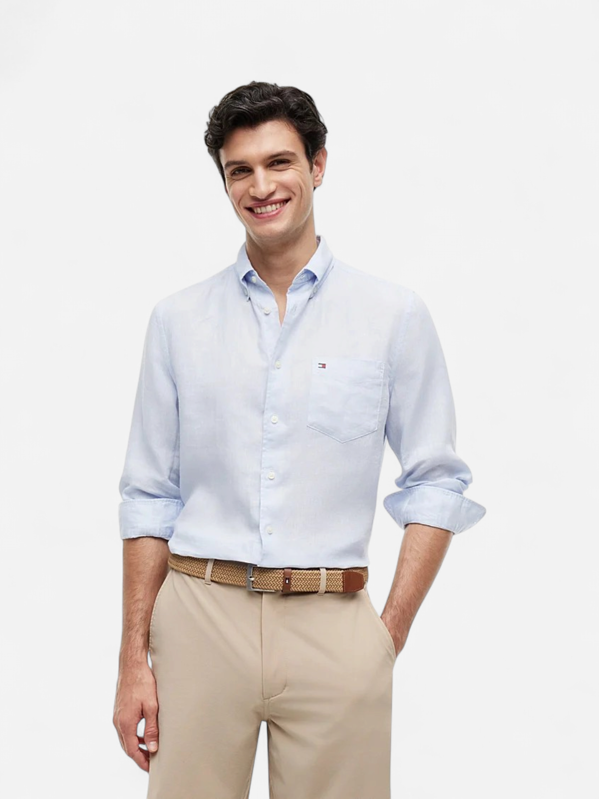 Tommy Hilfiger Pigment Dyed Linen RF Shirt SS, vaaleansininen