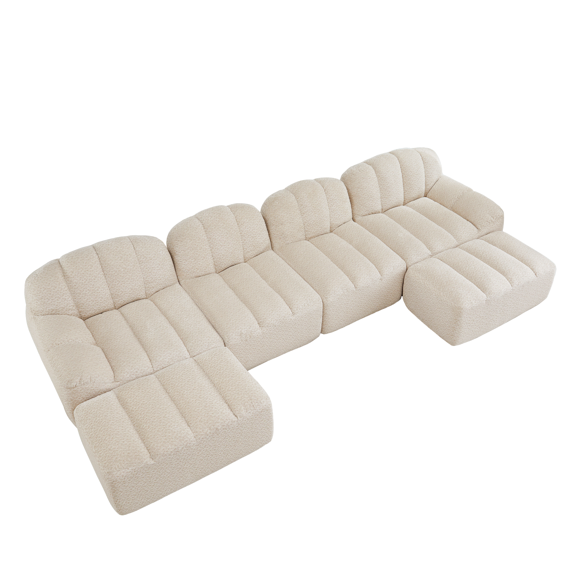 moduulisohva 4-paikkainen beige valkoinen villapellava