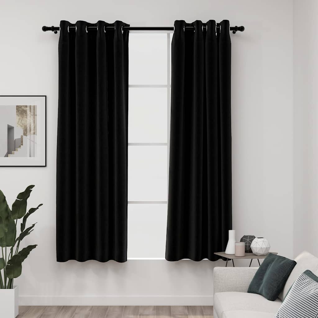 vidaXL Pellavamaiset pimennysverhot 2 kpl antrasiitti 140x175 cm