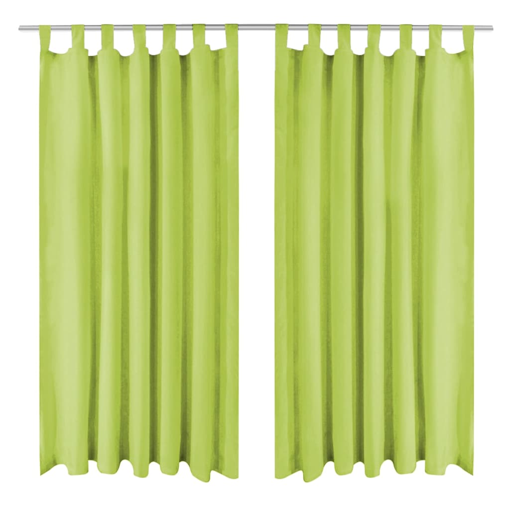 Mikro-satiiniverhot silmukoilla 2 kpl 140x175 cm Vihreä