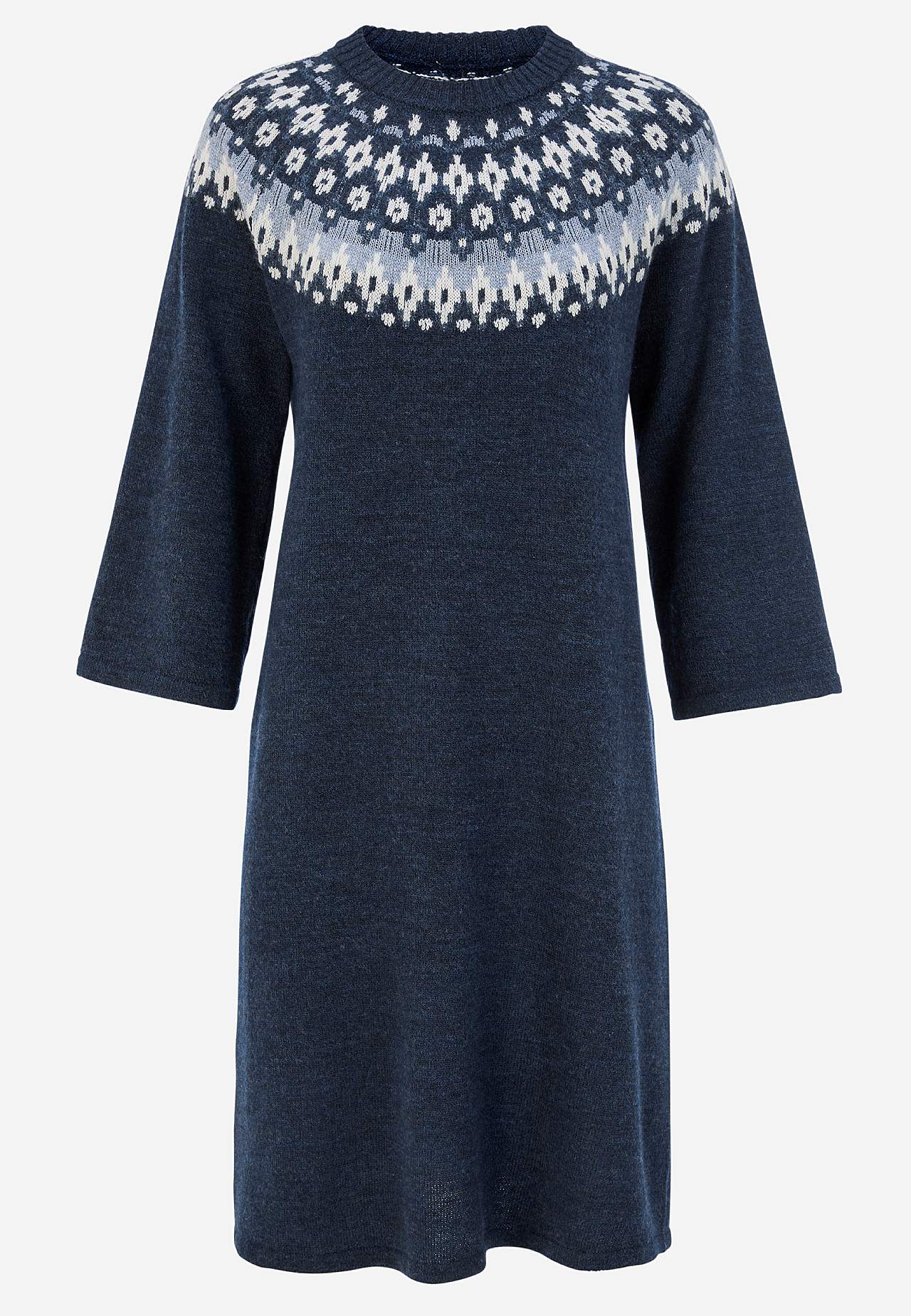 Neulottu, jacquard-kuvioinen mekko