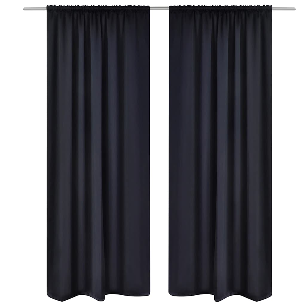vidaXL Mustat pimennysverhot verhotankokujalla 2 kpl 135 x 245 cm